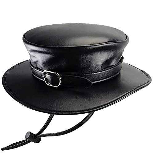Absolute Vibe Steampunk Plague Doctor Halloween Costume PU Leather Black Wide Brim Magician Dress Up Party Hat (M)