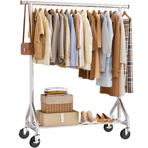HYSEYY Clothes Rack, Rolling Heavy Duty Clothing Rack Load 380 LBS
