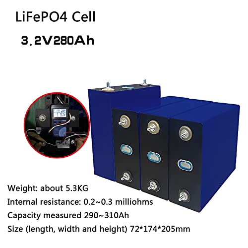 Yuwyp 3.2V 280Ah Lifepo4 Battery Cells 12V 280Ah Rechargeable Battery For Replace Lead Acid Lithium Batteries Rv Ship Household Reserve Power Supply (4 Pcs) #TOP1