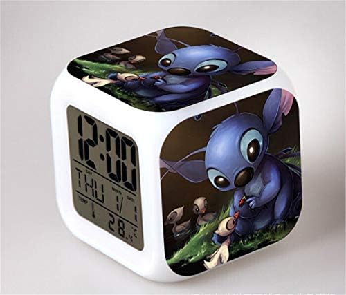 ZZTX FASHION Bedroom Alarm Clock for Kids, Bedside Alarm Clock with 7 Color Night Light, Mini Music Wake Up Alarm Clock with 8 Sounds, Gift for Boys Girls,A