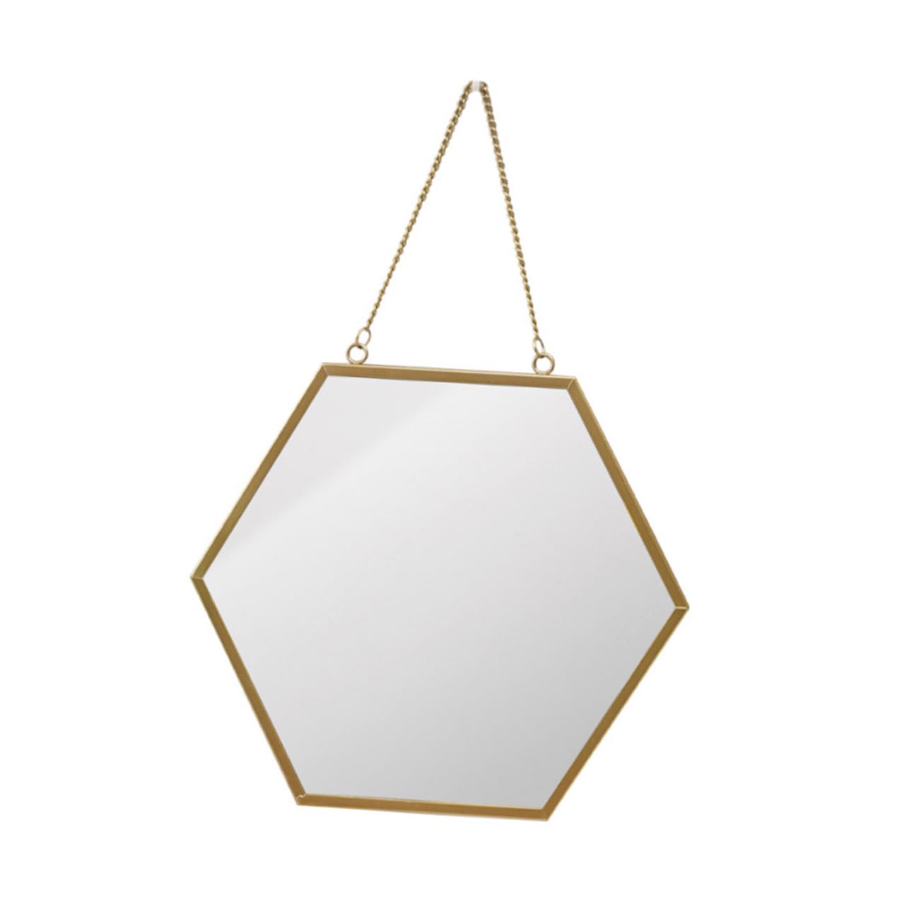 Miroir mural hexagonal suspendu grand format en métal pour salle de bain
