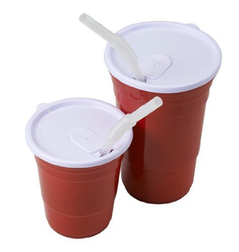 Red Cup LivingReusable Plastic Lid for 18 oz. Cup, Set of 2, Hot cup and Mugs cover, Outdoor Drink Cover for Party, Office & School, Eco-Friendly, Double Wall Design Party Cups lid, travel friendly.