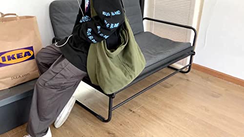 SINMIUANIME Segeltuch-Kuriertasche, große Umhängetasche, Handtasche, einfarbig, mit mehreren Taschen, Segeltuch, Schultertasche für Damen und Herren, 474 Grün