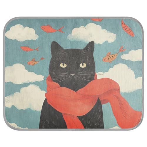 siphylline A Thinking Black Cat Summer Cooling Bed Self Cooling Bed for Outdoor Cats for pet Outdoors Summer cama Fria para perro S