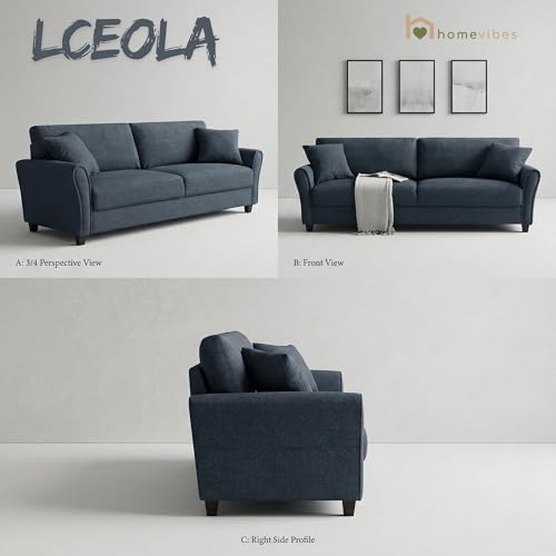 Image of 3 Seater Lceola Premium Fabric Sofa |Stylish And Comfortable Living Room Furniture| Heavy Quality Sofa And Builtin| Throne Of Comfort,Darkgrey