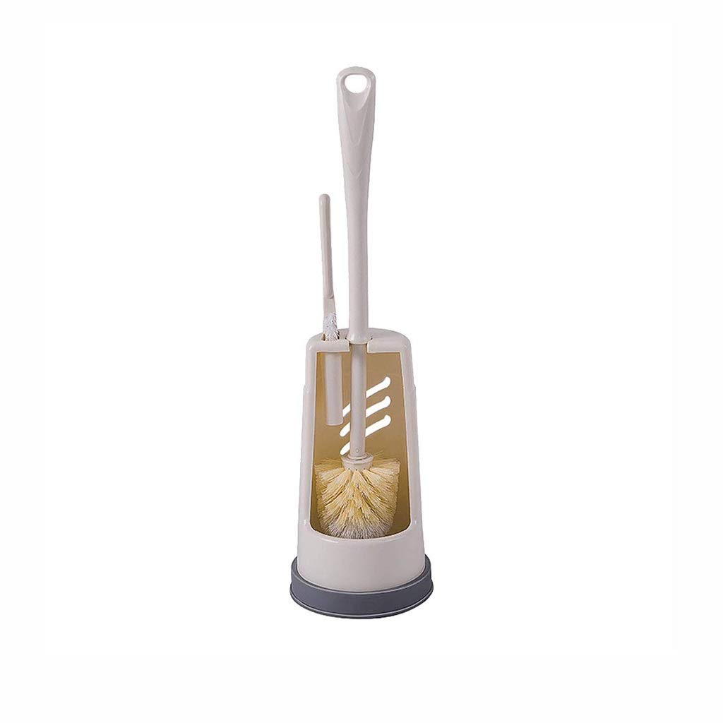 Brosse wc d'angle beige avec porte-brosse pour une salle de bain zen