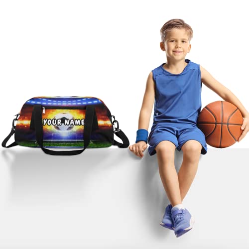 Soccer Ball Personalized Kids Duffel Bag for Girls Boys, Soccer Customized Name Dance Bag Overnight Small Duffel Bag Carry On Weekend Sports Gym Travel Bag for School Practice Gymnastics Ballet2