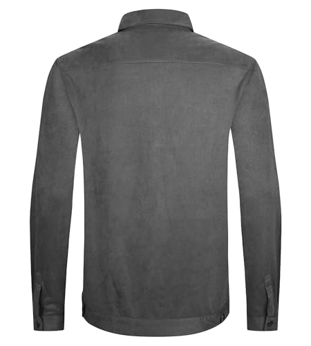 Alex Vando Mens Suede Shirt Jackets Long Sleeve Two Pockets Snap Casual Button Down Shirts