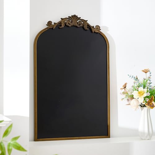 Wonderjune Arch Chalkboard 19 x 31 Inch Magnetic Gold Framed Vintage Chalkboard Wall Wedding Seating Chart Board with 8 Liquid Chalk Markers and Wipe Cloth for Home Kitchen Bar