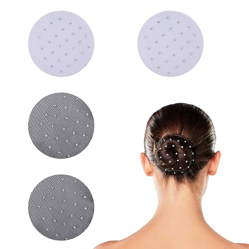 4 Stück Haarnetz Reiten Turnier Dutt Netz Set, Bun Elastisches Hair Net Haarnetz Perlen Glitzer Schönes Knotennetz Bun Frisurenhilfe für Balletttanz Dance, Nurse und Haarfixierung