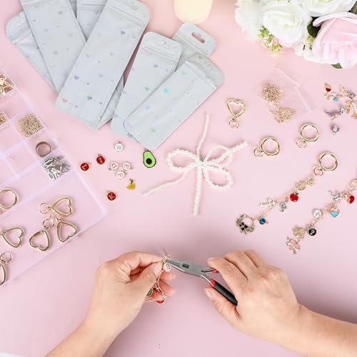 Image of Himake 389Pcs Charms Lip Gloss Keychain Making Kit, DIY Bag Charm Kit with Gift Bag, Key Chain Making Supplies Including Charms, Clips, Chains, Plier & Tools