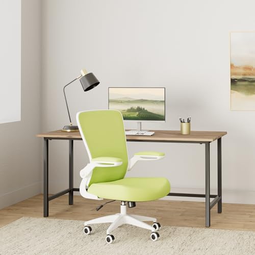 FelixKing Office Chair, Ergonomic Desk Chair Breathable Mesh Chairs Adjustable High Back Lumbar Support Flip-up Armrests, Executive Rolling Swivel Comfy Computer Chairs Home Office Green