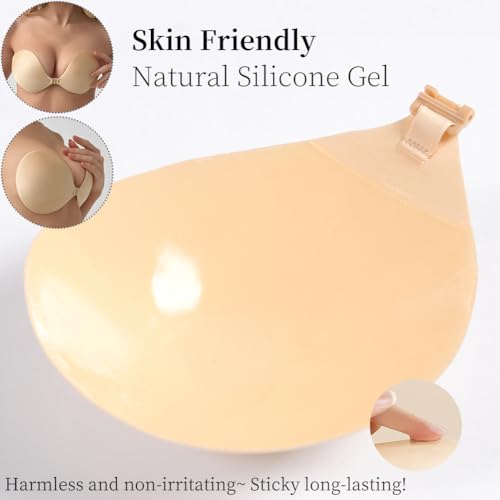 Invisible Adhesive Push-Up Bra Sticky Strapless Bra with Clear Halter Neck Strap for Backless Dresses/Tops2