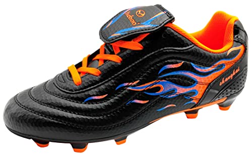 tiebaoGanar Big Kids Soccer Boots Football Shoes Cleats Spike Shoes Sneaker Comfortable Adults Athletic Outdoor/Indoor/Competition/Training TBG-S75535/Black-38