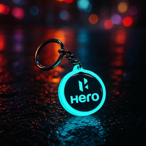 Mi Glow Store Glow in Dark Keychain for Bike Men | Gift for Man | Bike Accessories | Charges in Light Glows in Dark | Key chain for Bike | Compatible with Hero (Blue)