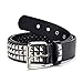 Punk Leather Belt,Women Men Goth Pyramid Studded Square Beads Rivet Jeans Belts (White)