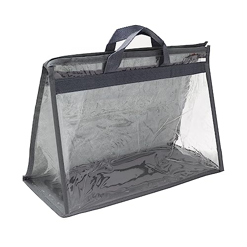 PATIKIL Handbag Dust Bags, Clear Purse Storage Organizer M Size PVC Dustproof Handbag Cover Transparent Purse Protector, Gray