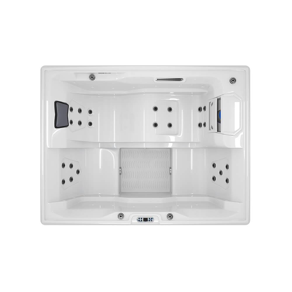 Home Deluxe - Outdoor Whirlpool - Stream Pure - Maße: 211 x 157 x 75 cm - Inkl. Heizung, 24 Massagedüsen und 4 äußeren Lichtquellen I Außen Whirlpool Spa für 3 Personen