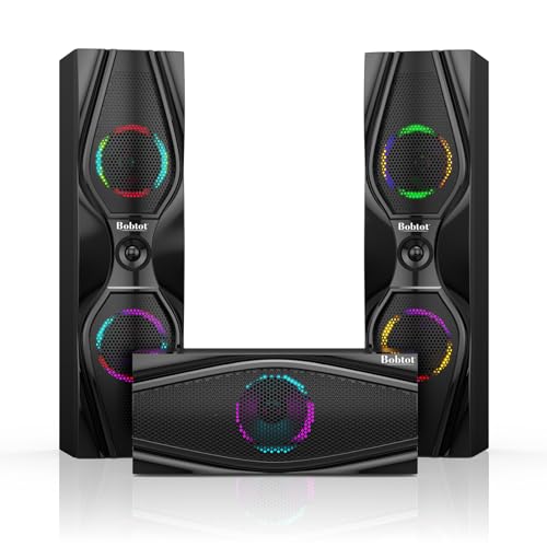 Bobtot Home Theater Systems Surround Sound Speakers - 1200 Watts 10 inch Subwoofer 5.1/2.1 Channel Audio Stereo System with ARC Optical Bluetooth Input for 4K TV Ultra HD AV DVD FM Radio USB - Image 6