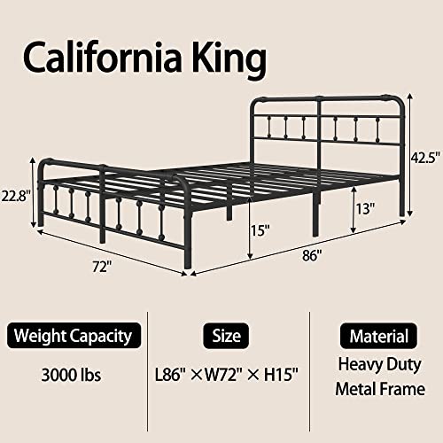 Ponsalion California-King-Bed-Frame With-Headboard And-Footboard Set - Platform Bed Frame Cal-King Size,16 Inches High,No Box Spring Needed,Easy To Assemble(Black) #TOP1