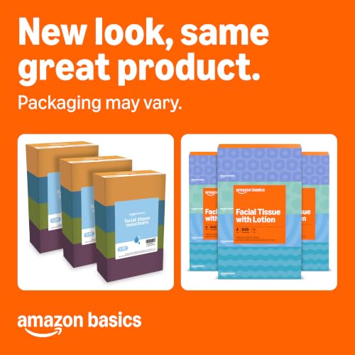 Amazon Basics Facial Tissue, 2-Ply, 1920 Count, 12 Packs of 160, Packaging May Vary view 2