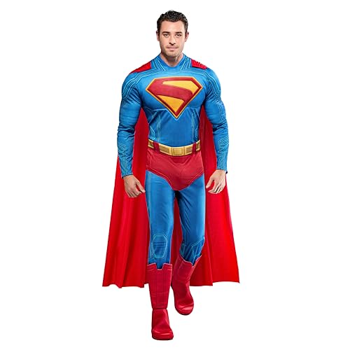 Rubies Mens Superman Deluxe Costume Jumpsuit With Shoe Covers and...