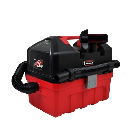 RocwooD Wet And Dry Vacuum Cleaner Cordless 10L 3 In 1 Blowing Cleaning Compact Flexible Hose Comes With One Battery and Charger Mutiple Hose Attachments