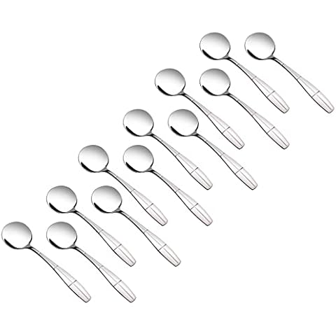 Sosody Set of 12 Table Spoons, Stainless Steel Dinner Spoons Round Soup Spoons for Home, Restaurant, Buffet Cover