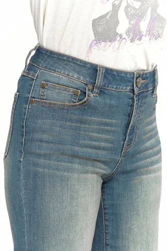Women's Tall Straight Leg Midrise Jeans - Roll Cuff Design Blue4