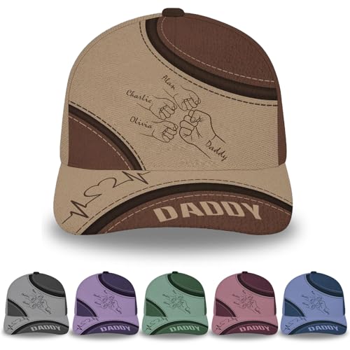 Personalized Dad Hats with Name, Fist Bump Daddy Grandpa Cap from Kids, Dad Cap, Custom Dad Gifts for Fathers Day