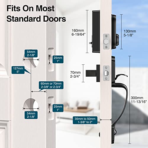 Keyless Entry Door Lock With Handle, Calzibeno Front Door Lock With Keypad, Electronic Touchscreen Keypad Deadbolt Lock, Featuring Auto Lock, Anti-Peeping Passcode, Easy To Install – Matte Black #TOP6