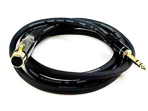 Image of Monoprice 104769 6-Feet Premier Series XLR Female to 1 /4-Inch TRS Male 16AWG Cable gold