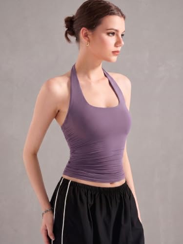 Image of Nexsus Apparels Women's Halter Neck Crop Top| Sleeveless Squre Neck Fitted Cami Top | Casual Wear Top | Available in Plus Sizes