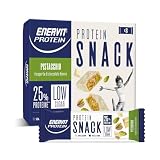 Enervit, Protein Snack al Pistacchio e Cioccolato Bianco, Low Sugar, Ricoperta di Cioccolato Bianco, Barrette Proteiche, Per il Controllo del Peso, Senza Glutine, 8 Barrette da 27g