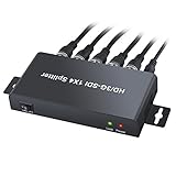 eSynic SDI Splitter 4 Vías Repetidor Full HD 1080P 1x 4 Distribución con 3.5mm Jack Audio Apoya SD-SDI, HD-SDI, 3G-SDI hasta 1320 pies