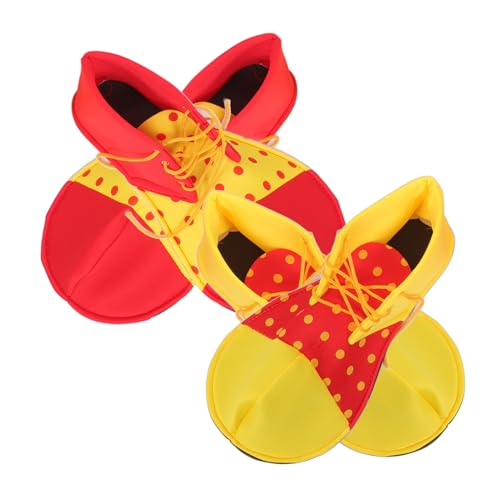 BESPORTBLE 2 Pares Zapatos de para Disfraz de Halloween Colores Rojo y Amarillo con Lunares Accesorios para Fiesta Carnaval y Cosplay Talla Reutilizables y Resistentes