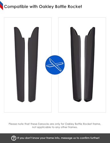 Image of BLAZERBUCK Replacement Temple Sleeves Ear Socks for Oakley Bottle Rocket OO9164 Sunglass - Black