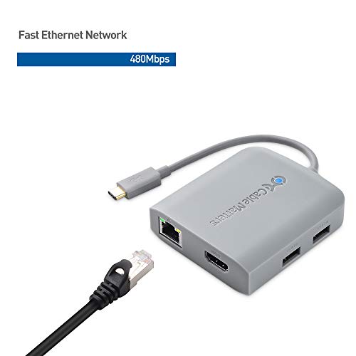 Image of Cable Matters USB C Hub Multiport Adapter (Works with Chromebook Certified) with 4K HDMI, 2X USB 2.0, 480Mbps Ethernet, and 60W PD