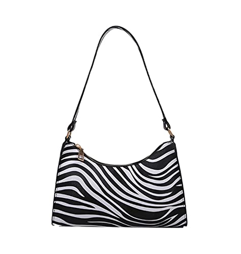 PURFANREE Women Cow Print Shoulder Bag Clutch Purse Underarm Handbag Satchel Zipper Tote Bag Purse, Zebra Printed, One Size
