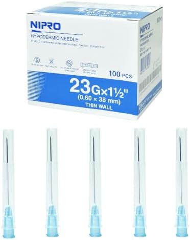 100pcs of 23 Gauge 1.5 inch needle- Disposable needles for injections syringes – Suitable for scientific labs practice and experiment, Veterinary,Industrial drawing and refilling liquids