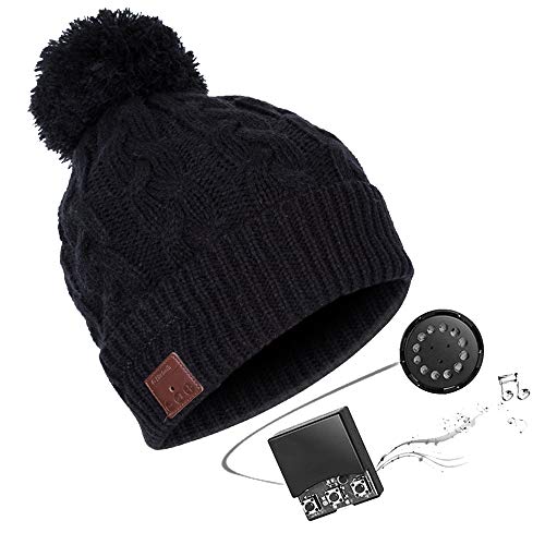 Music Headset Beanie Bluetooth | Mütze Funkkopfhörer Stereo-Lautsprecher-Mikrofon Wireless Cap | kompatibel mit Smartphone,Black