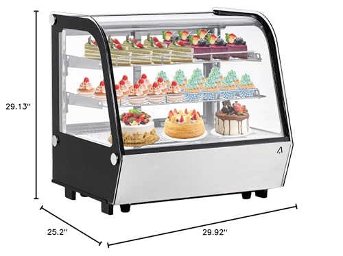 Image of GarveeLife Commercial Display Refrigerator, 4.2 Cu.Ft. Pastry Display Case for Bakery with LED, Frost-Free, Sliding Door, Commercial Fridge Display Case for Cafe and Restaurant, 4-Tier Design, Black