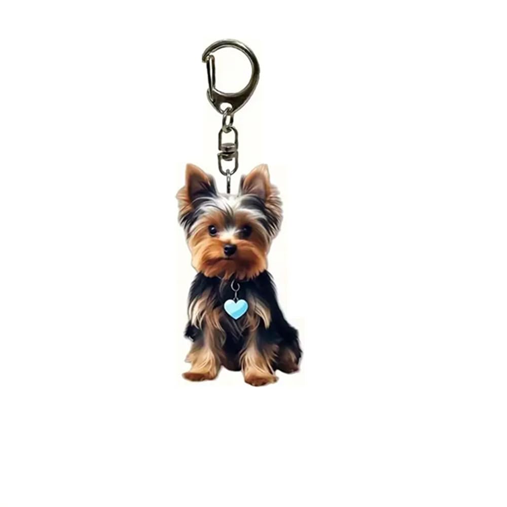 Cmj Unisex Multicolor Cmj™ Flat Acrylic Yorkshire Terrier Keyring Gift For Dog Lovers Terrier Breed Dog 2D Keychain