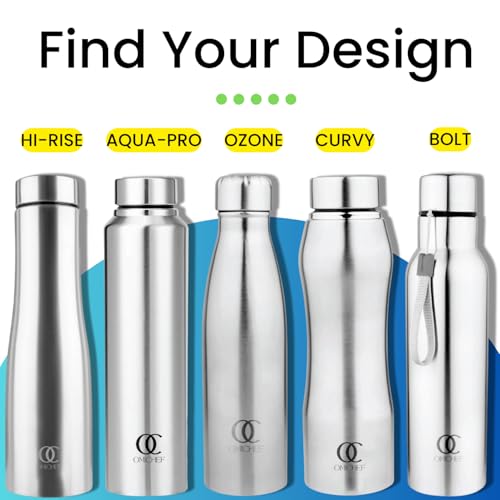 Image of Omichef Ozone Stainless Steel 1000ML Single Walled & Fridge Water Bottle Ideal For Yoga /Gym /Sports /Home /Office And BPA Free & Leak-Proof (Pack of 6)
