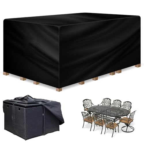 PVPQPR Abdeckung für Gartenmöbel Gartenmöbel Abdeckung Wasserdicht 420D Oxford Gewebe Abdeckhaube Gartentisch Rechteckig 110x110x110cm(LxBxH), Schutzhülle Tisch für Gartentisch Sitzgruppe