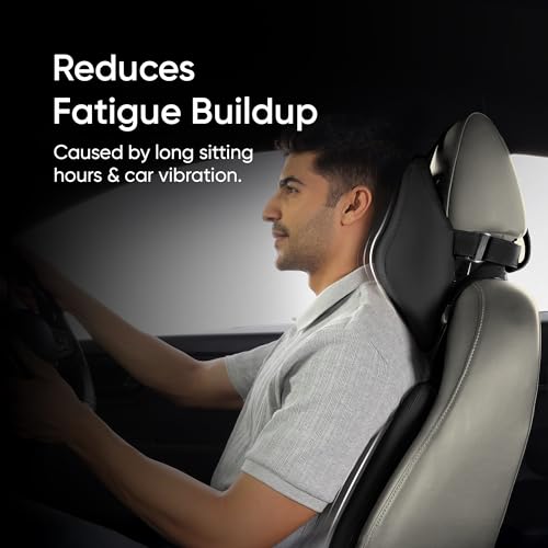 Image of Frido Premium Car Comfort Bundle with Memory Foam Neck Rest, Lumbar Backrest and Wedge Seat Cushion Set of 3, Ergonomic Neck Back and Tailbone Support for Long Drives and Daily Commutes | Black