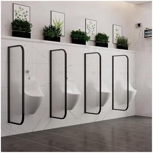 Men's Urinal Privacy Divider Wall-Mounted Tempered Glass Screens 5-Pack Black Toilet Protection for Hotels Schools Shopping Malls - 120cm Privacy Baffle