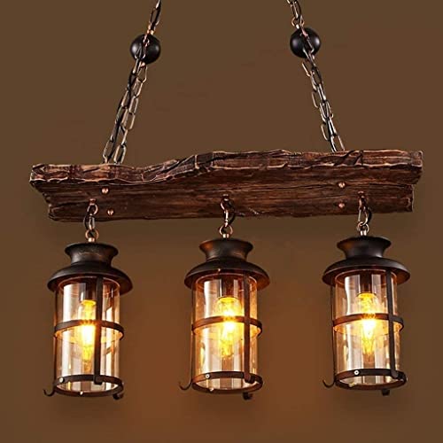 Suspension en bois et verre 3 lampes pour sublimer une entrée sombre ou une table de ferme