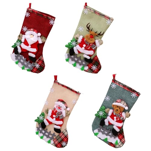 ZaoGoin 4 Stück Nikolaus Socken, Weihnachtssocken Kamin,...