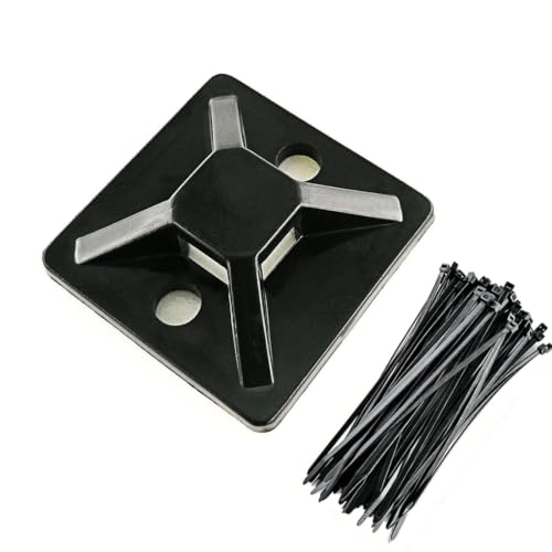 Bases de bridas con autoadhesivo fuerte para fijar cables negros de 25 mm 2